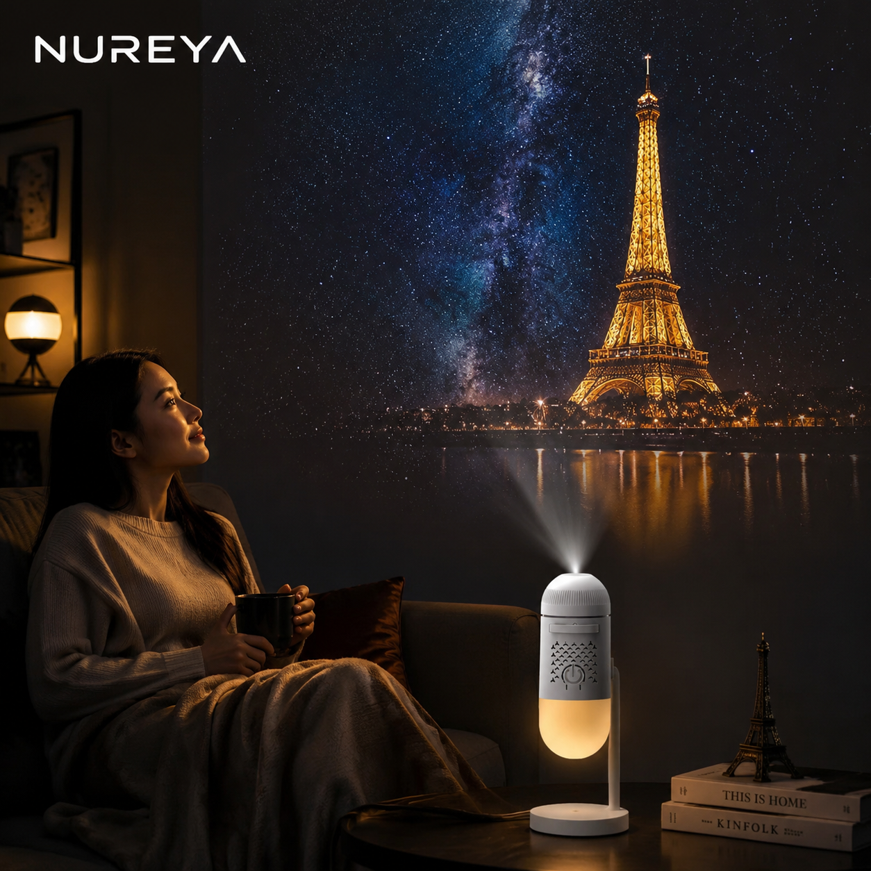 NUREYA Immersive Galaxy Projector | 8-in-1 Cyberpunk Vibe Night Light with Adjustable Focus