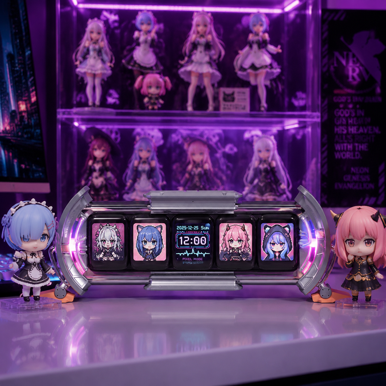 NUREYA CyberClock | Multi-Screen Smart Pixel Display & Custom Anime Desktop Hub