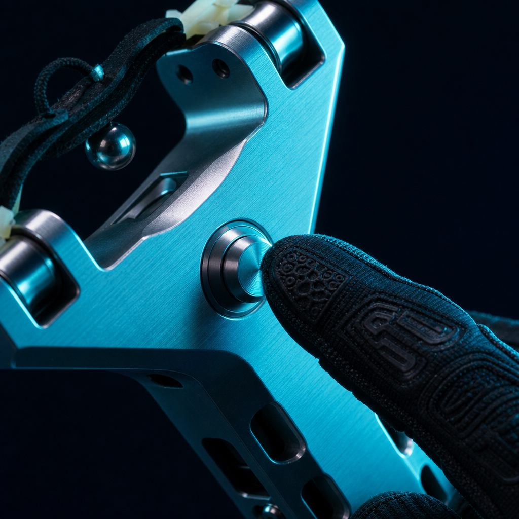 NUREYA | Cyber-Tactical Precision Slingshot | Magnetic Auto-Loading Desk Art