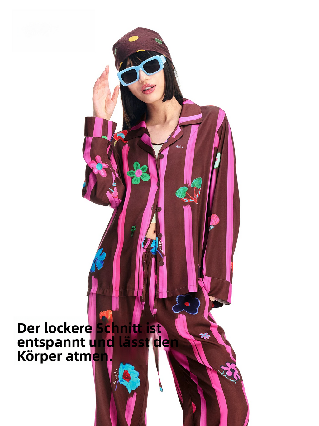 Floral Print Lounge Set for Women – Relaxed Fit Pajama Set