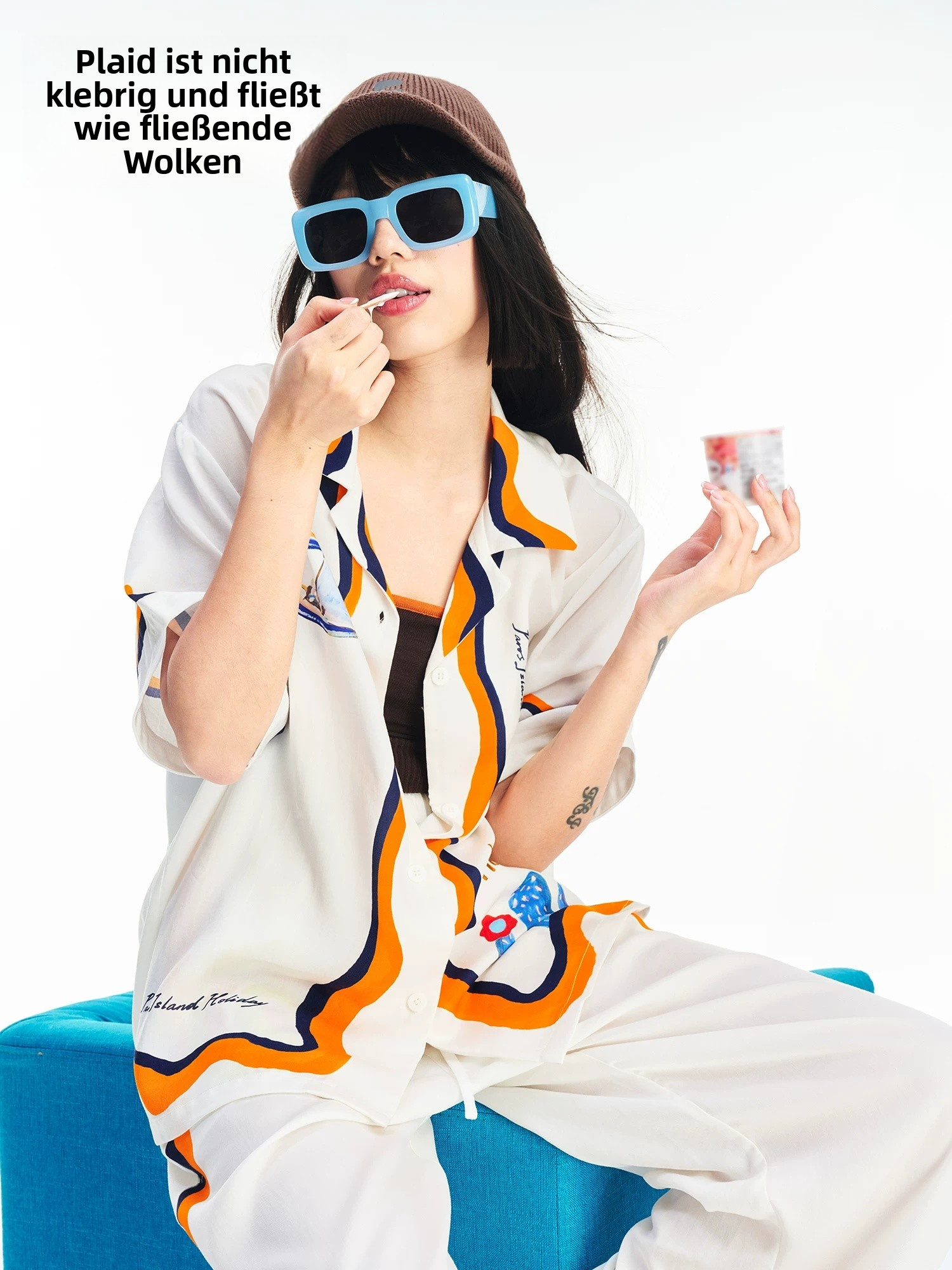 Women's Relaxed Fit Holiday Print Shirt & Wide Leg Pants Set