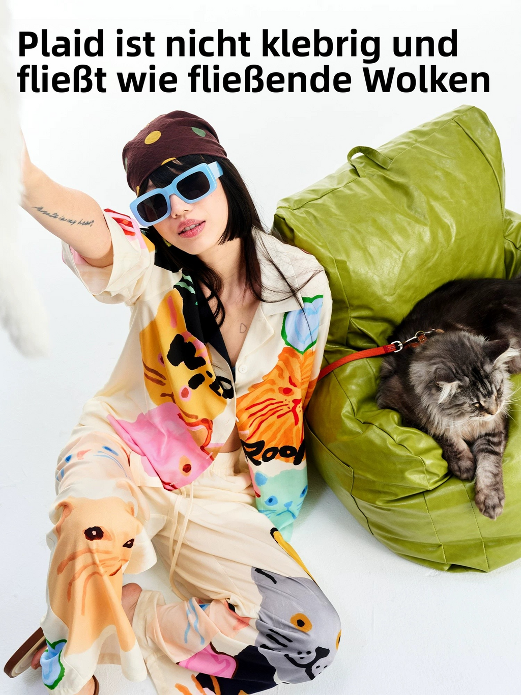 Wildrooms Cat Print Lounge Set for Women