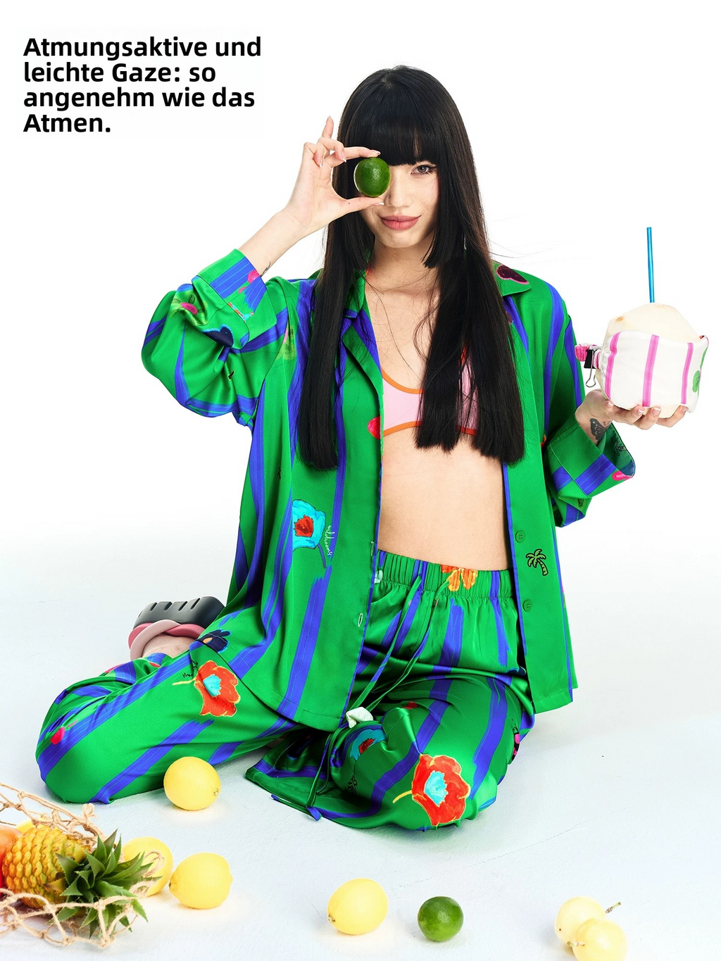Floral Print Lounge Set for Women – Relaxed Fit Pajama Set