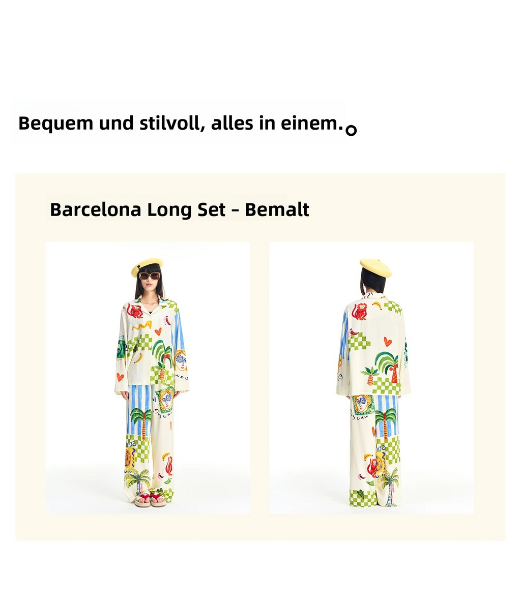 Colorful Artistic Print Lounge Set for Women