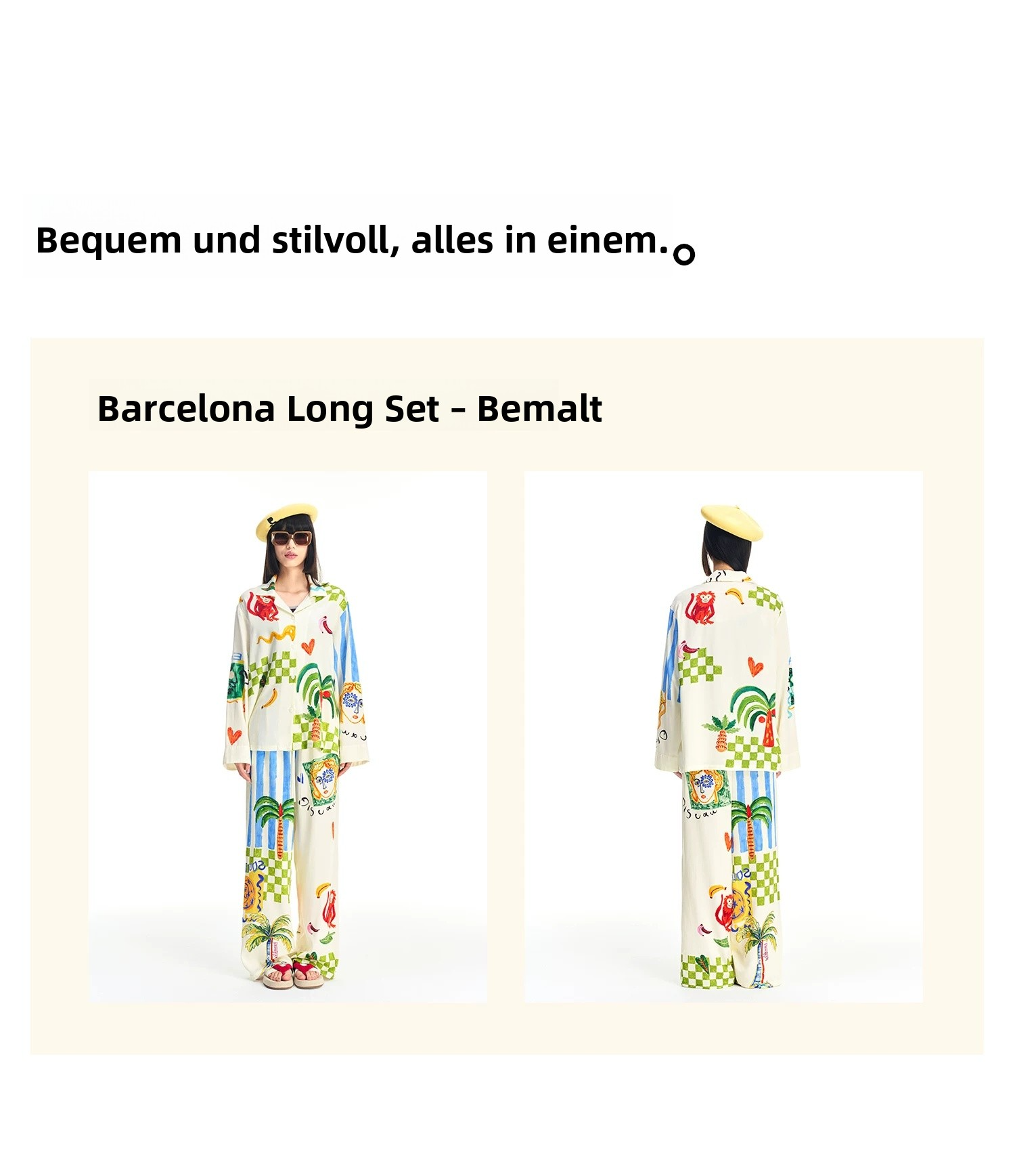 Colorful Artistic Print Lounge Set for Women