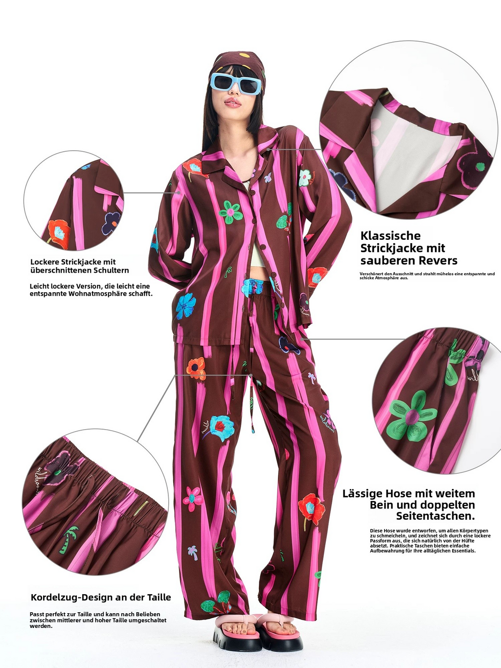 Floral Print Lounge Set for Women – Relaxed Fit Pajama Set