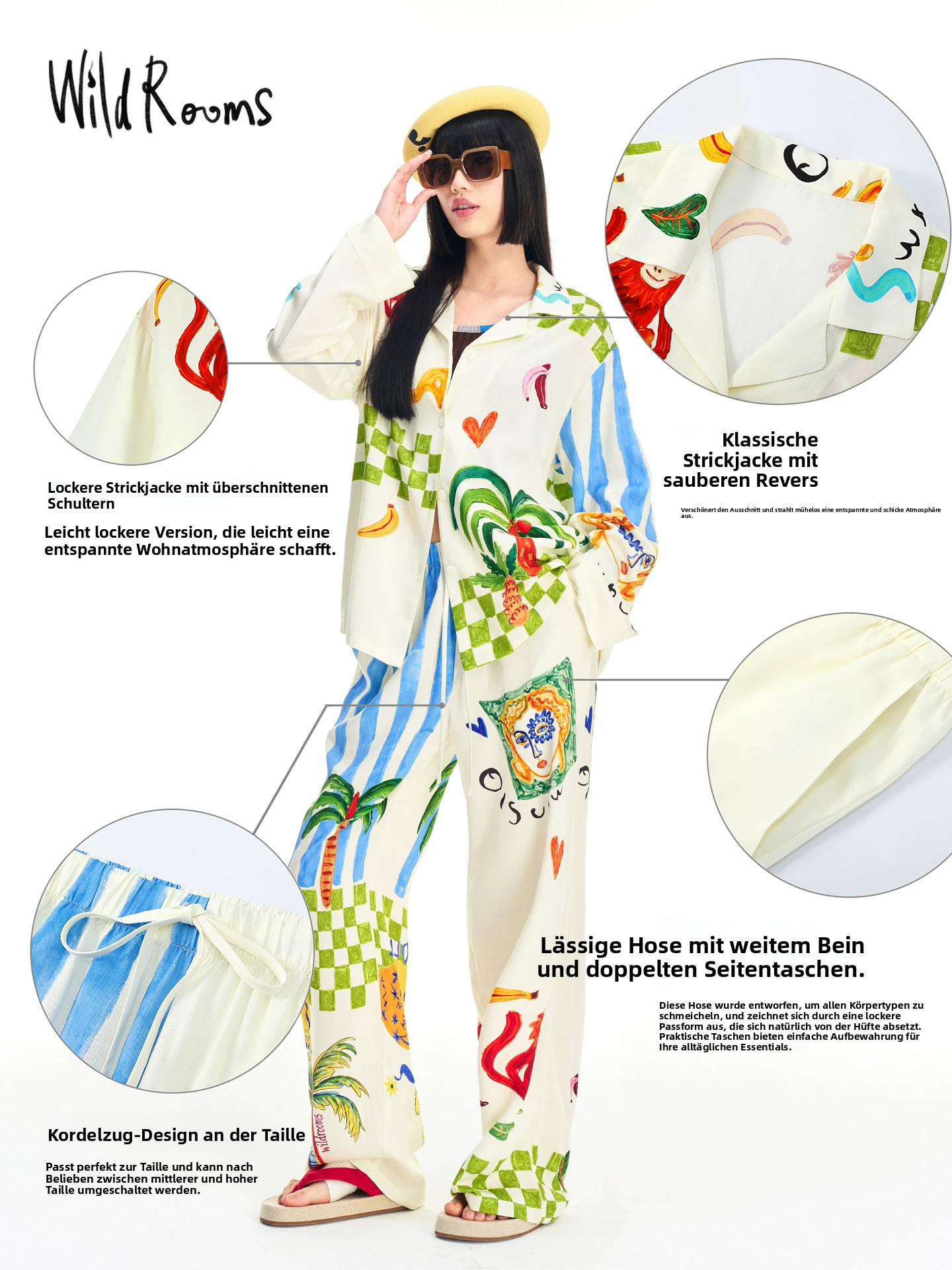 Colorful Artistic Print Lounge Set for Women