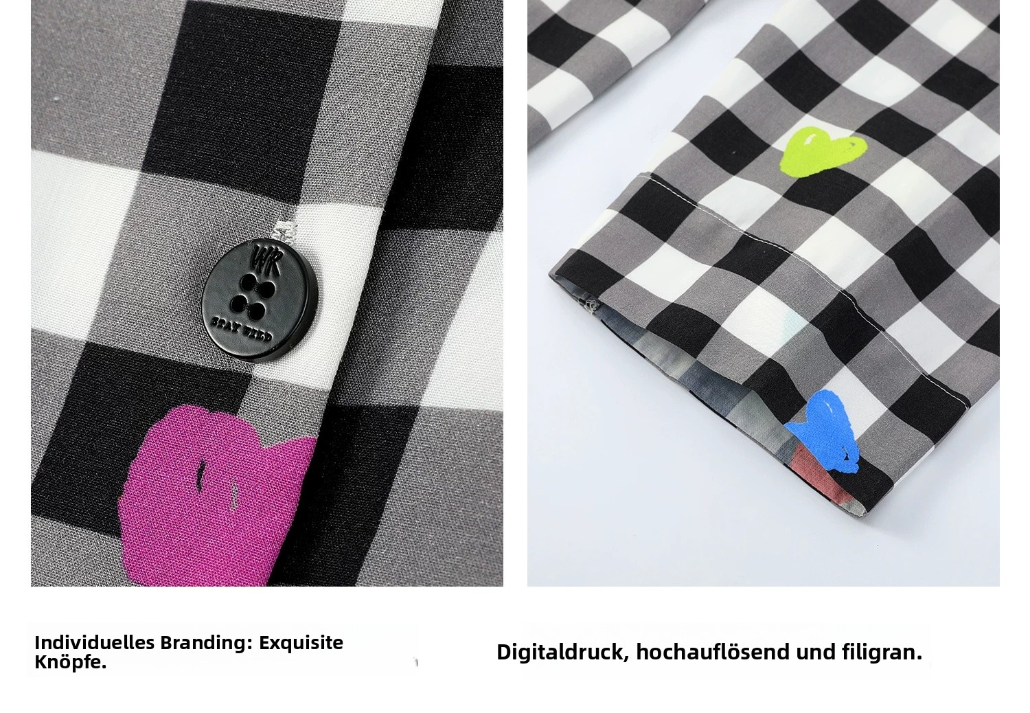 Damen Kariertes Lounge-Set mit Herzmuster