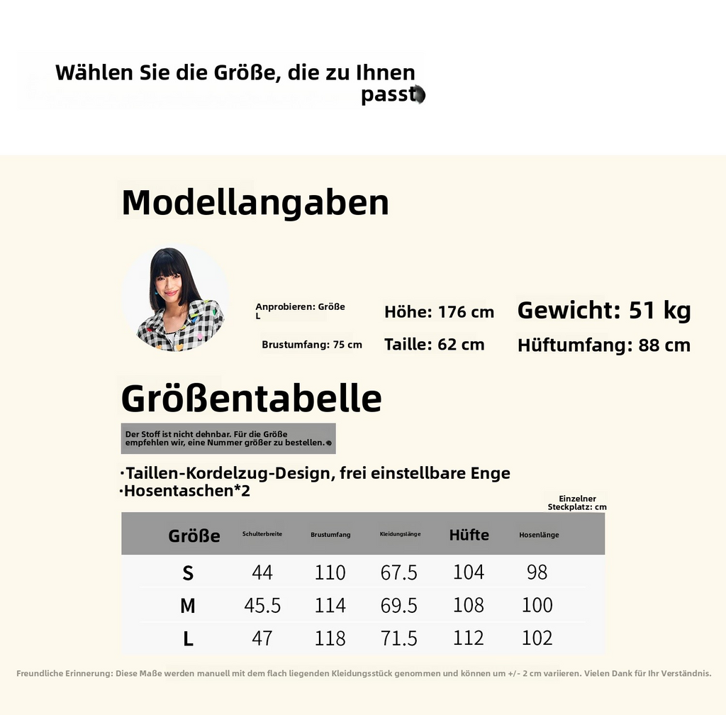Damen Kariertes Lounge-Set mit Herzmuster