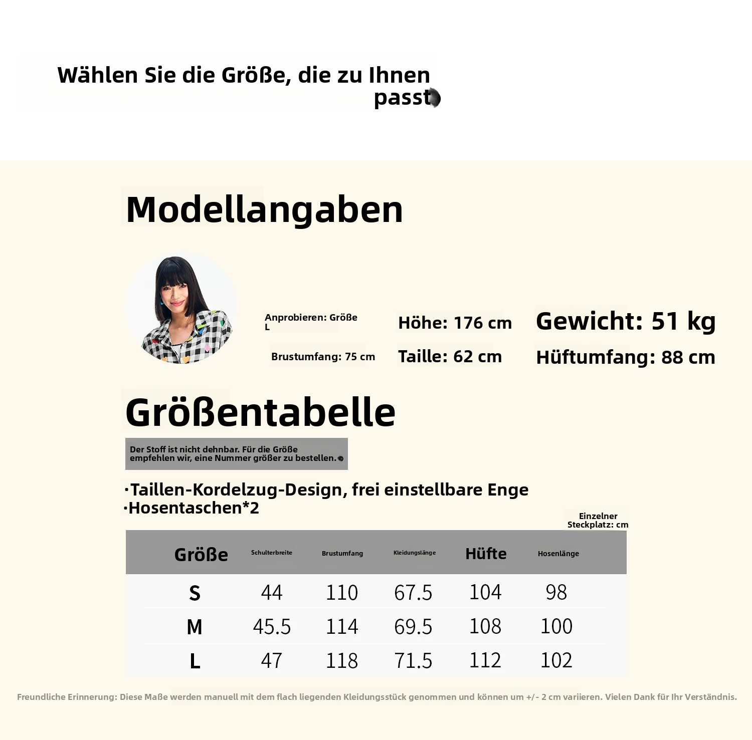 Damen Kariertes Lounge-Set mit Herzmuster