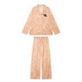 Leopard Print Satin Pajama Set for Women | Long Sleeve Top & Relaxed Wide Leg Pants