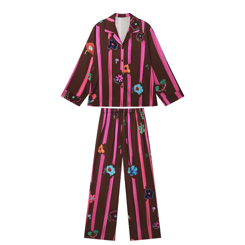 Floral Print Lounge Set for Women – Relaxed Fit Pajama Set